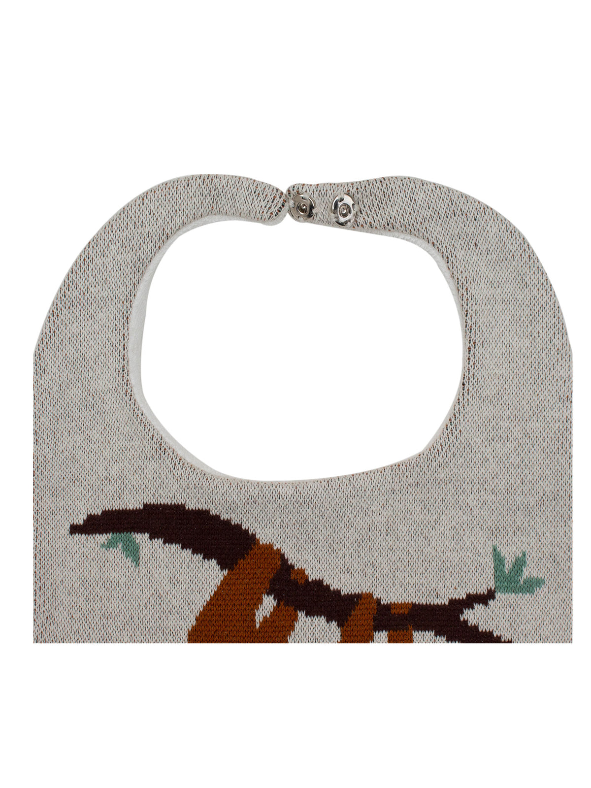 Pomme Cotton Knitted Sloth Bib Apron (Ivory & Brown)
