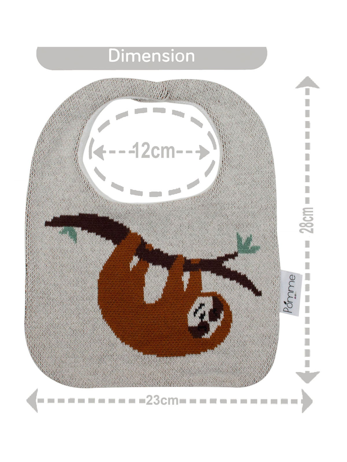 Pomme Cotton Knitted Sloth Bib Apron (Ivory & Brown)