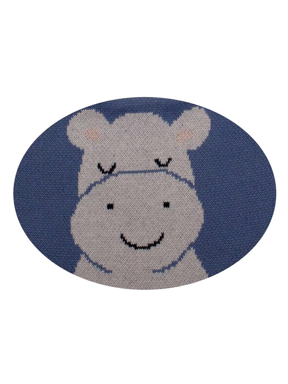 Pomme Cotton Knitted Hippo Bib Apron (Blue)