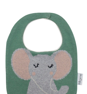 Cotton Knitted Green Elephant Bib Apron