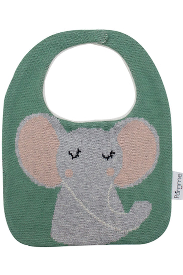 Cotton Knitted Green Elephant Bib Apron