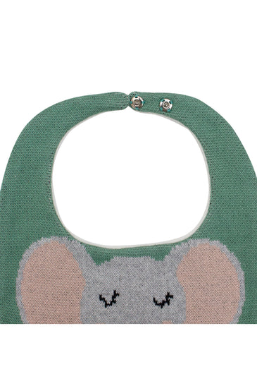 Cotton Knitted Green Elephant Bib Apron