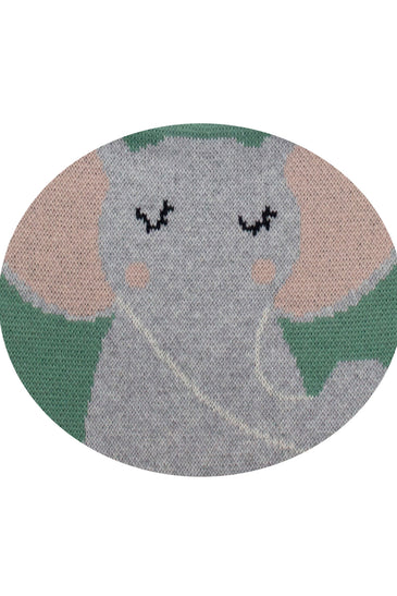 Cotton Knitted Green Elephant Bib Apron