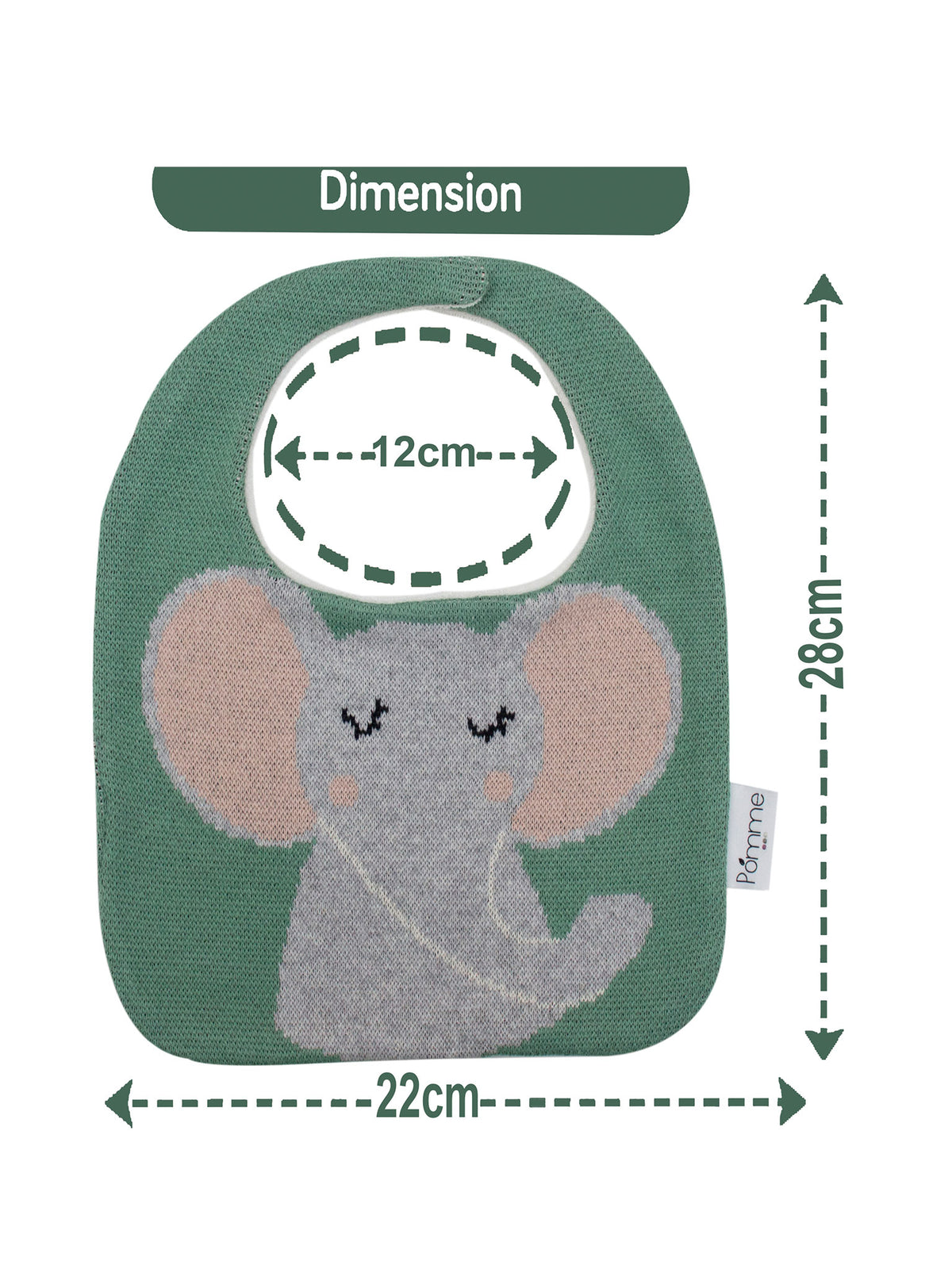 Pomme Cotton Knitted Elephant Bib Apron (Green)