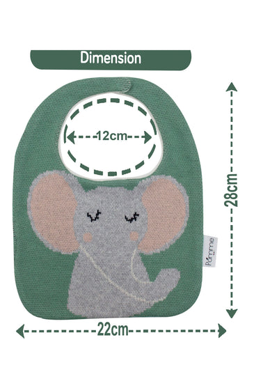 Cotton Knitted Green Elephant Bib Apron