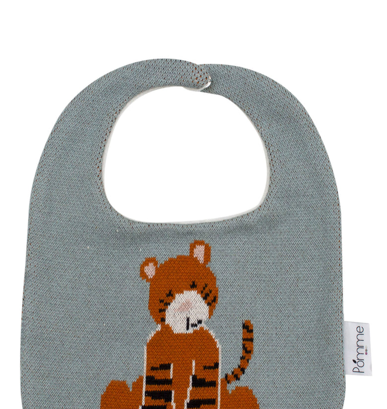 Cotton Knitted Gray Tiger Bib Apron
