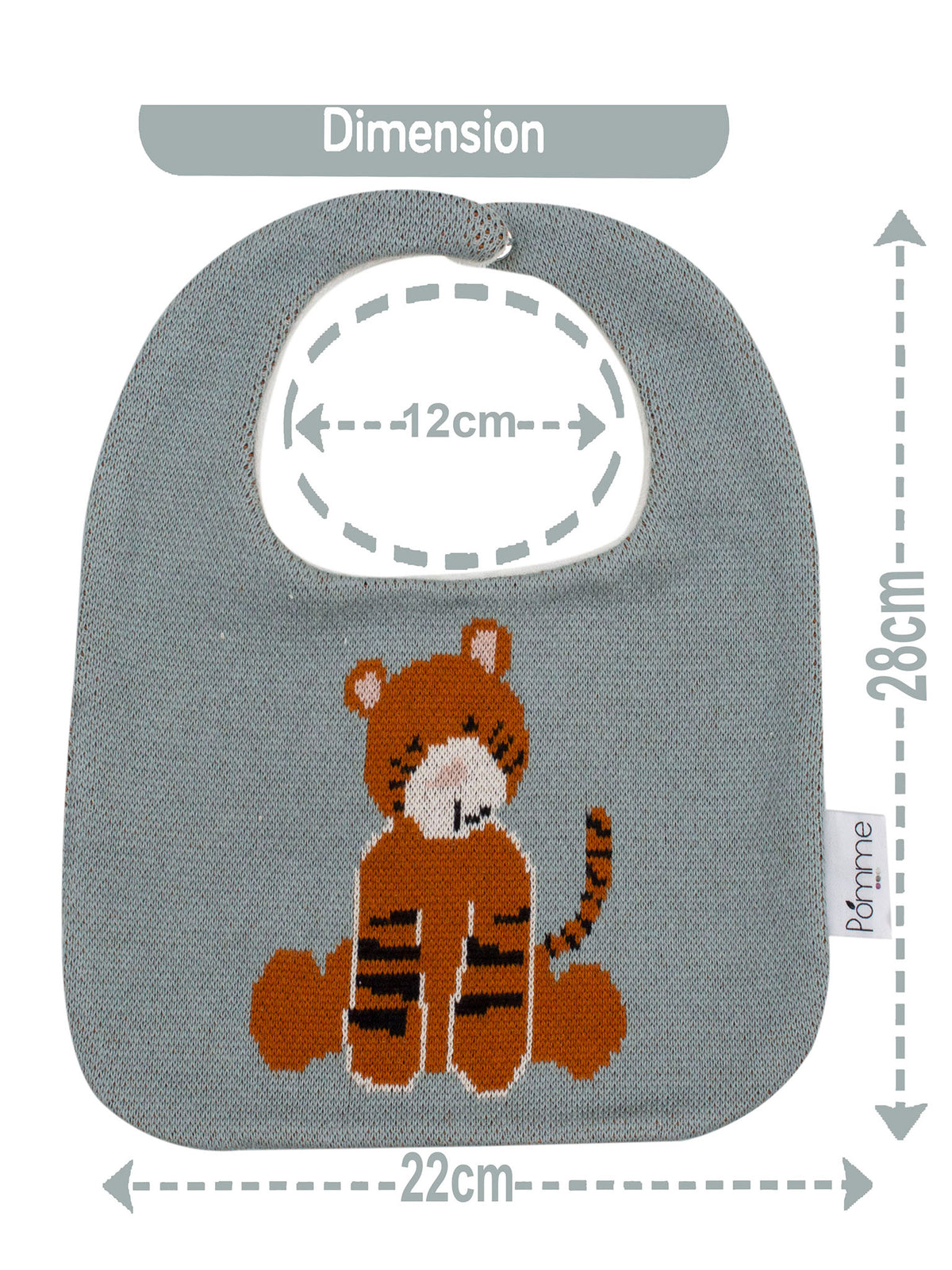 Pomme Cotton Knitted Tiger Bib Apron (Grey)