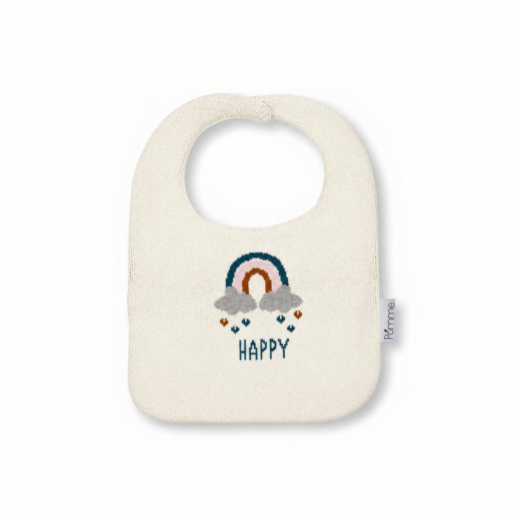 Pomme Cotton Knitted Happy Rainbow Bib Apron (Ivory)