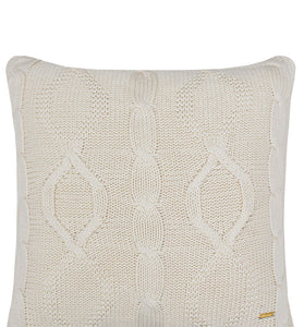 Pomme Cotton Knitted Decorative Cushion Cover Ivory Cable Texture Knit