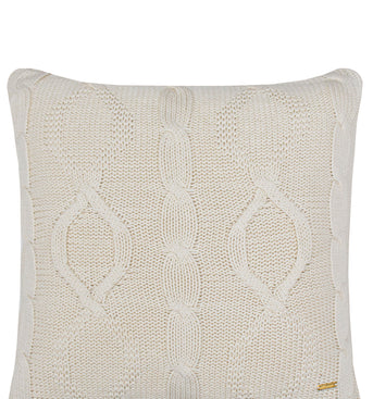 Pomme Cotton Knitted Decorative Cushion Cover Ivory Cable Texture Knit