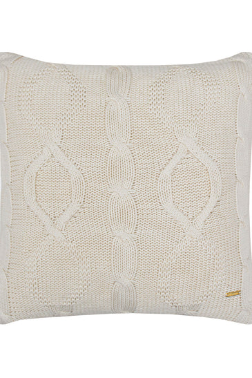 Pomme Cotton Knitted Decorative Cushion Cover Ivory Cable Texture Knit