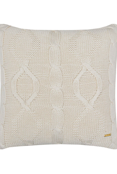 Pomme Cotton Knitted Decorative Cushion Cover Ivory Cable Texture Knit