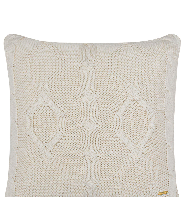 Pomme Cotton Knitted Decorative Cushion Cover Ivory Cable Texture Knit