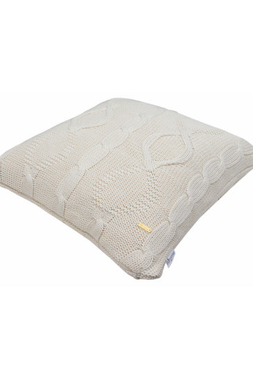 Pomme Cotton Knitted Decorative Cushion Cover Ivory Cable Texture Knit