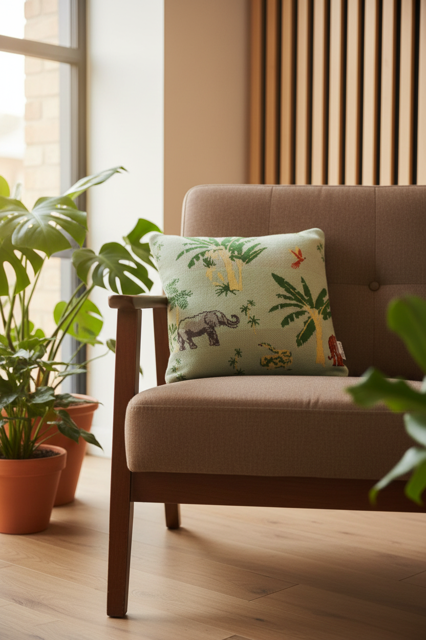 Pomme Cotton Knitted Elephant Safari Decorative Cushion Cover