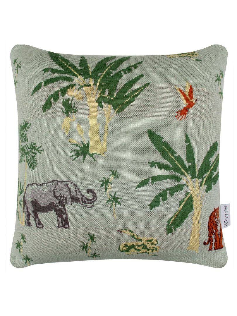 Pomme Cotton Knitted Decorative Cushion Cover Elephant Safari