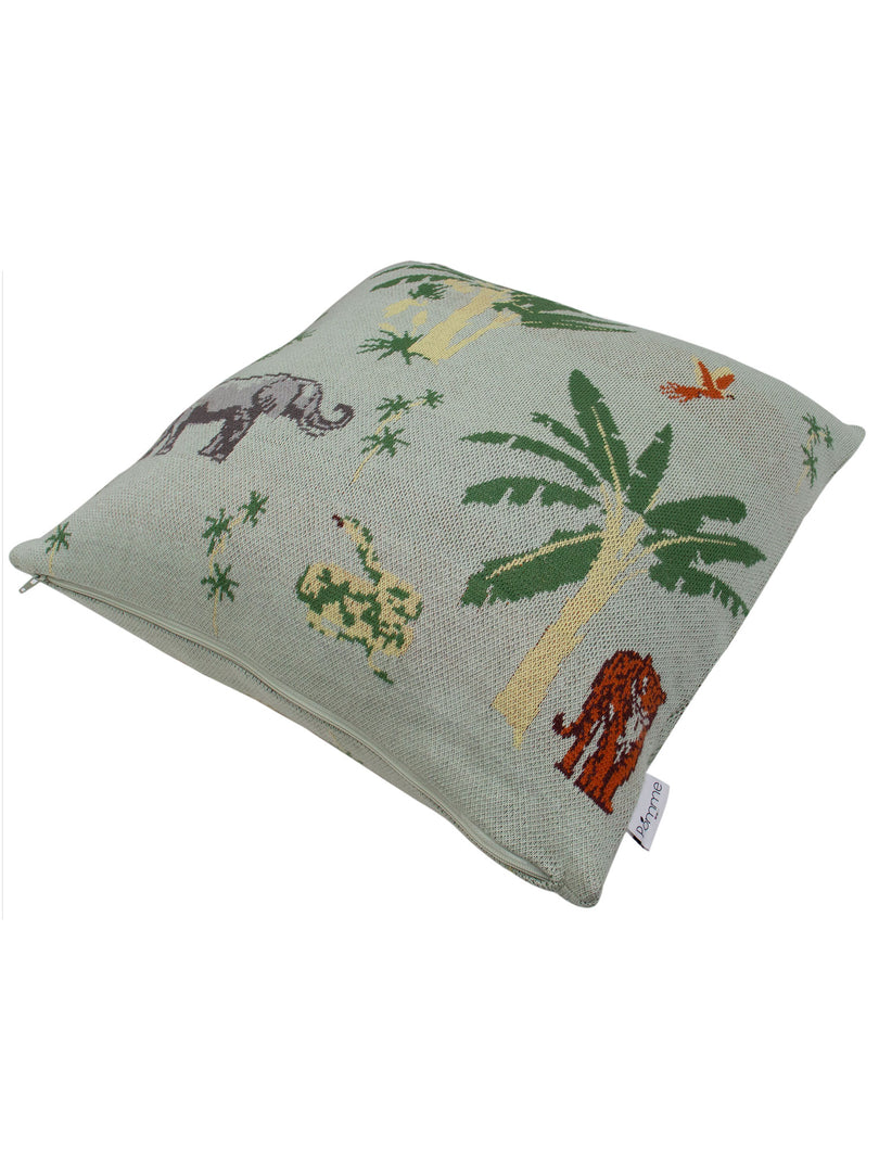 Pomme Cotton Knitted Decorative Cushion Cover Elephant Safari