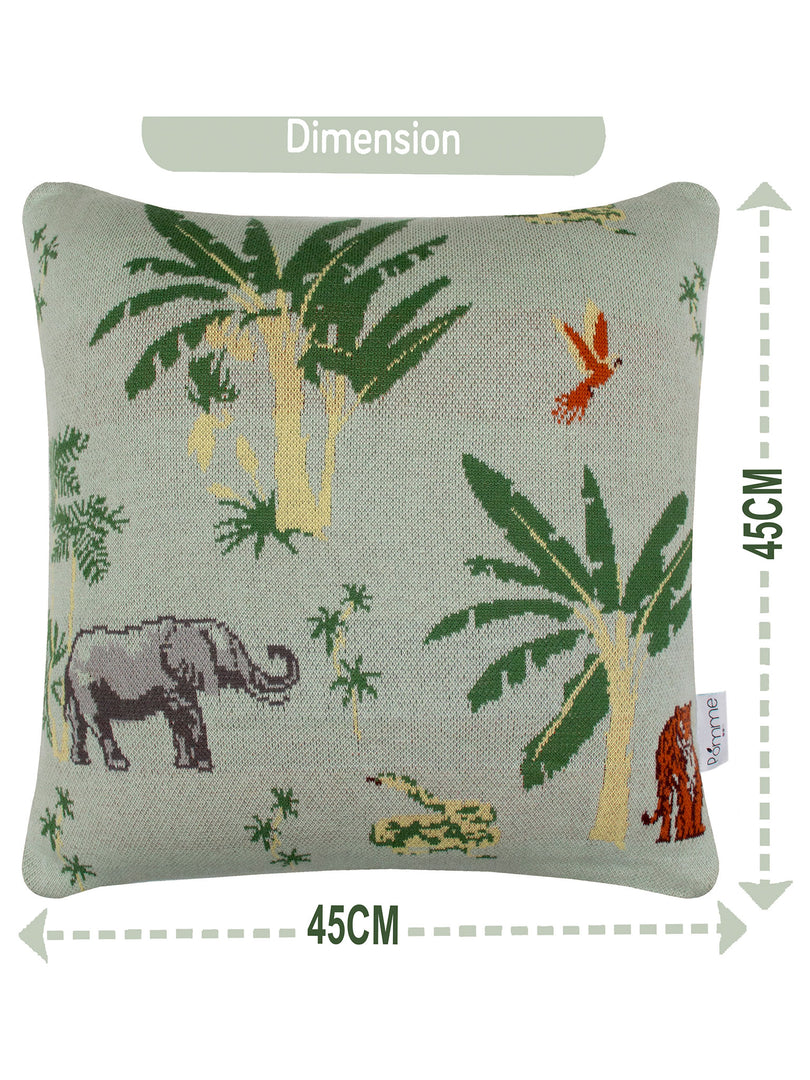 Pomme Cotton Knitted Decorative Cushion Cover Elephant Safari