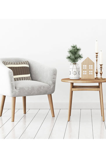 Pomme Cotton Knitted Decorative Cushion Cover Beige Cable with Soft Chenille  texture Knit