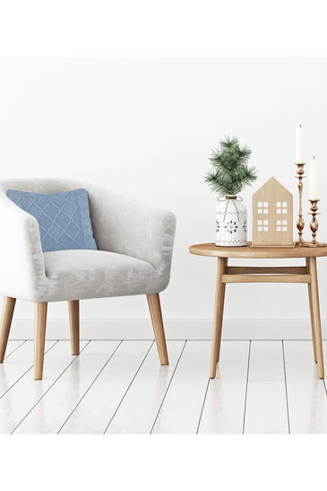 Pomme Cotton Knitted Decorative Cushion Cover Blue Cable  Texture Knit