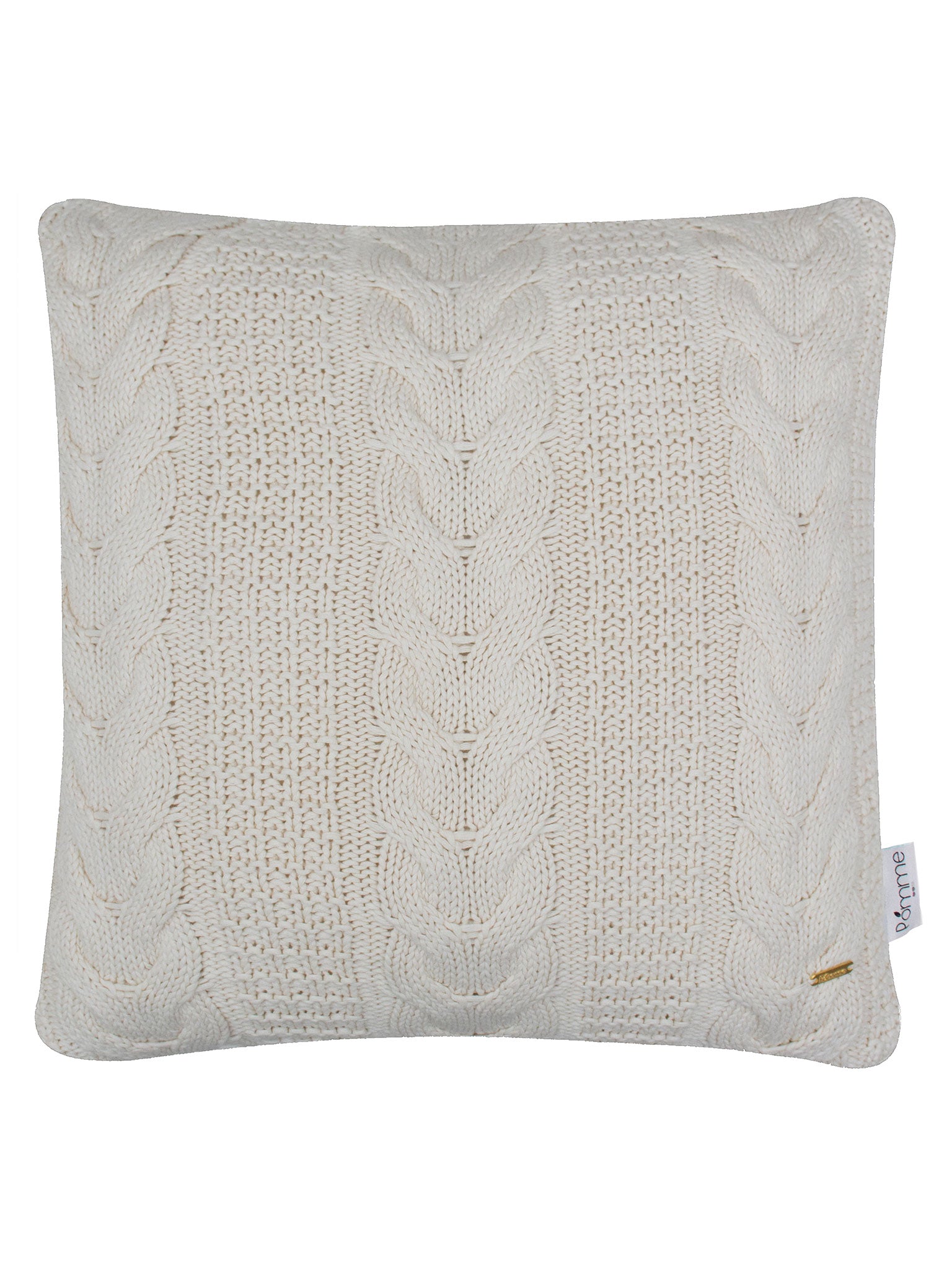 Pomme Cotton Knitted Decorative Cushion Cover ivory  Cable Texture Knit