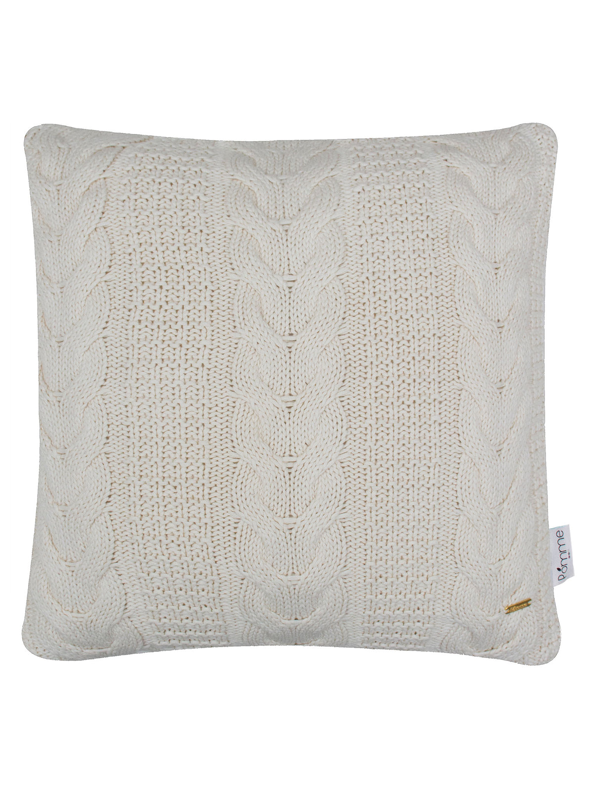 Pomme Cable Texture Knitted Decorative Cushion Cover (Ivory)