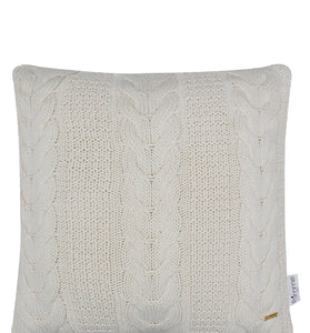 Pomme Cotton Knitted Decorative Cushion Cover ivory  Cable Texture Knit