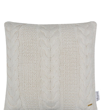 Pomme Cotton Knitted Decorative Cushion Cover ivory  Cable Texture Knit