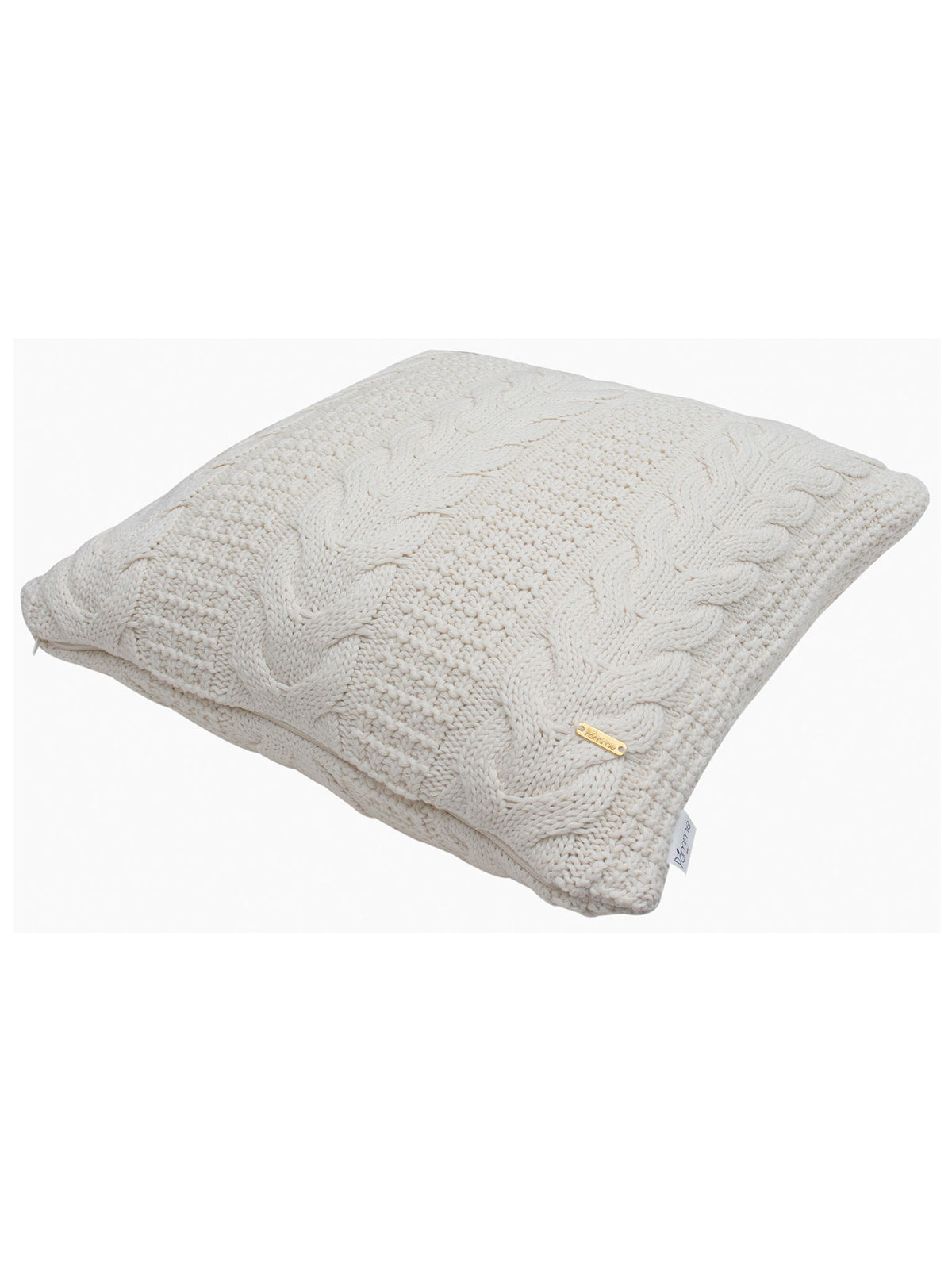 Pomme Cable Texture Knitted Decorative Cushion Cover (Ivory)