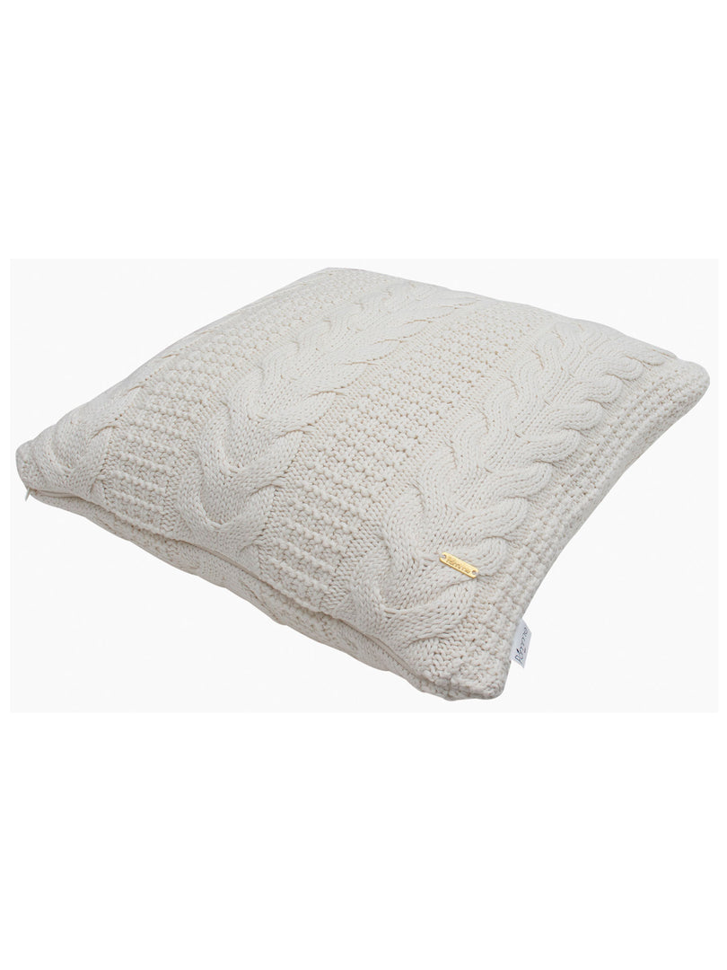 Pomme Cotton Knitted Decorative Cushion Cover ivory  Cable Texture Knit