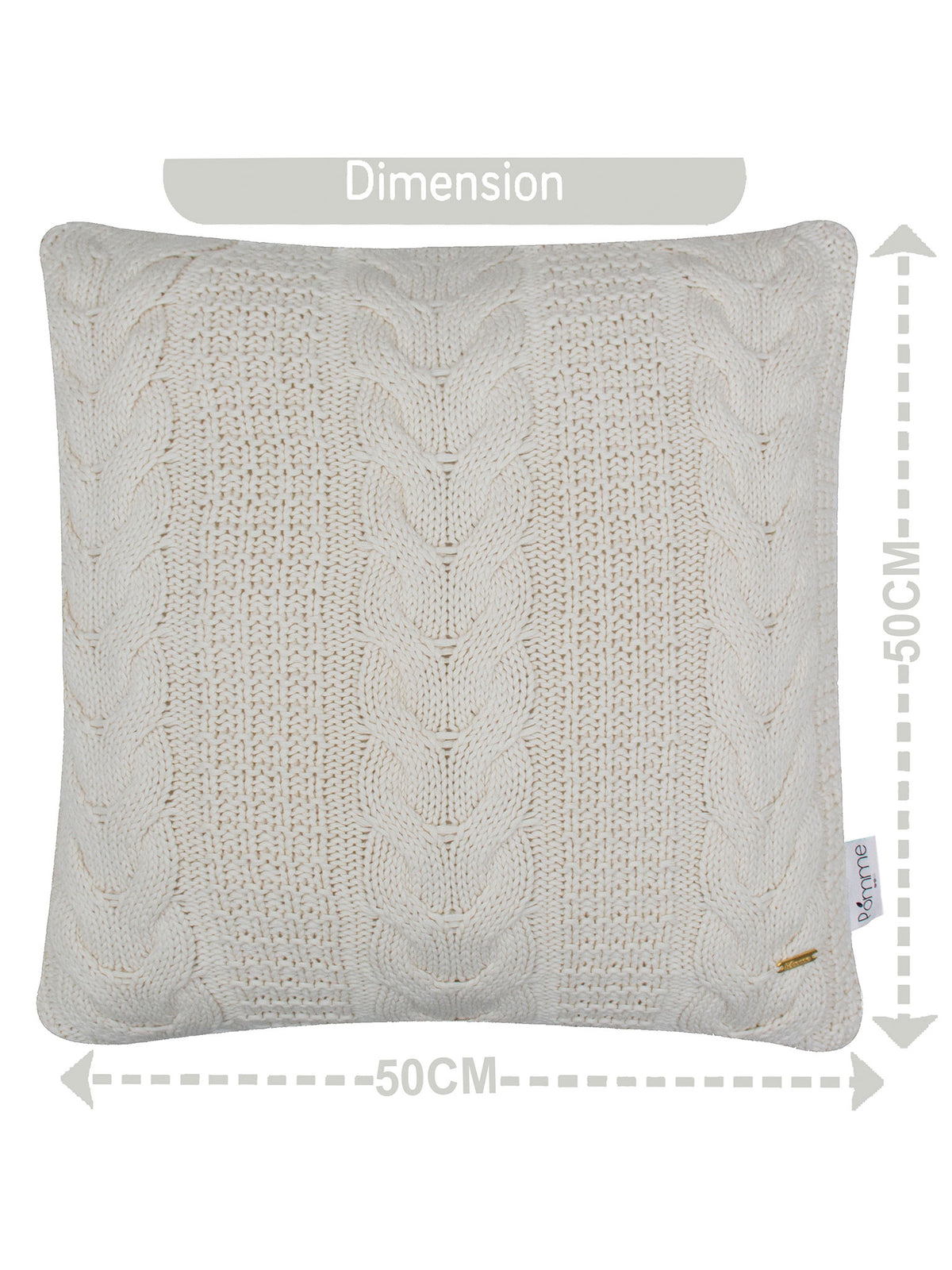 Pomme Cable Texture Knitted Decorative Cushion Cover (Ivory)