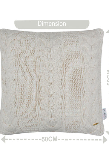 Pomme Cotton Knitted Decorative Cushion Cover ivory  Cable Texture Knit