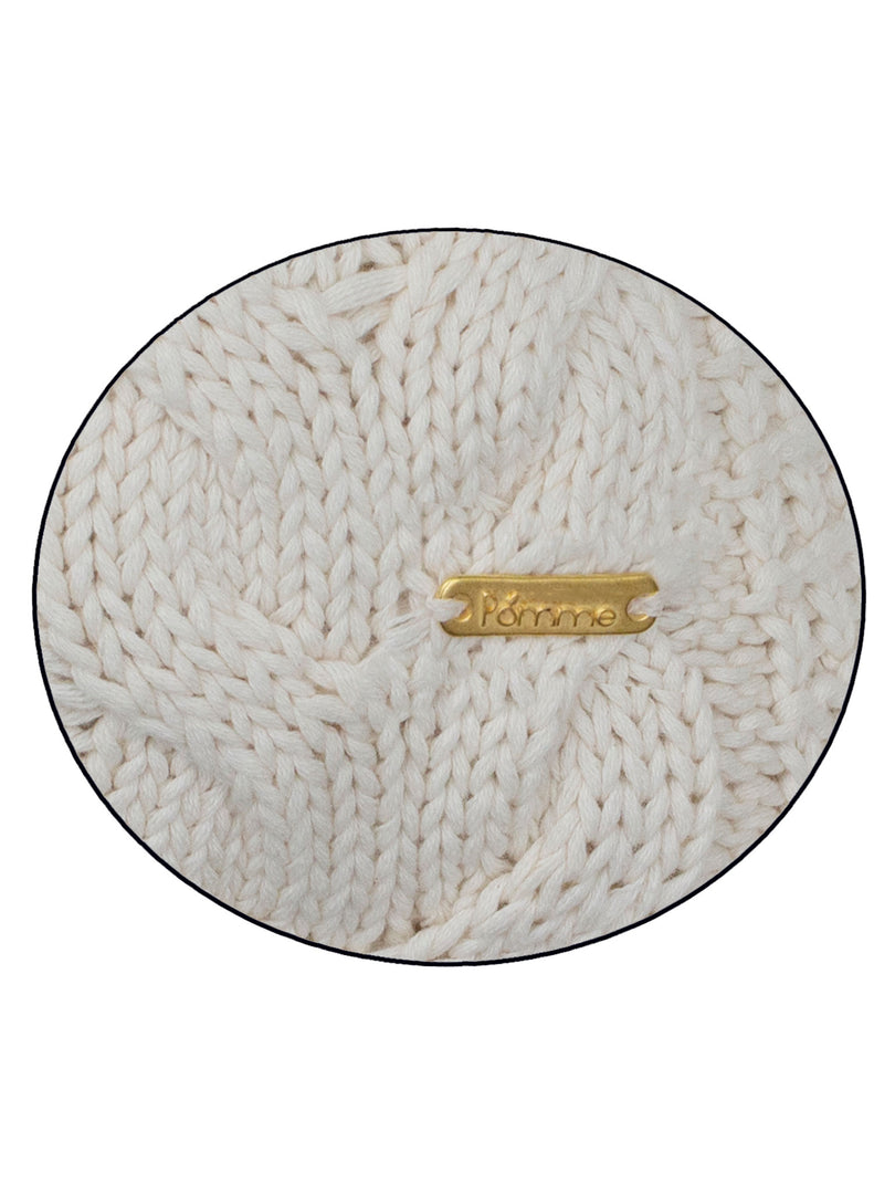 Pomme Cotton Knitted Decorative Cushion Cover ivory  Cable Texture Knit