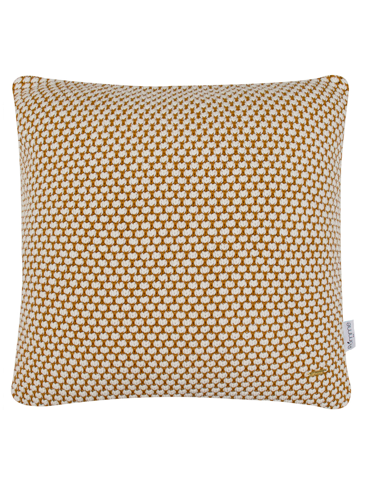 Pomme Bubble Knitted Decorative Cushion Cover (Mustard & Ivory)