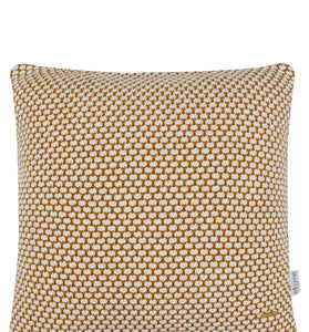 Pomme Cotton Knitted Decorative Cushion Cover Mustard Ivory 3D Bubble Texture Knit