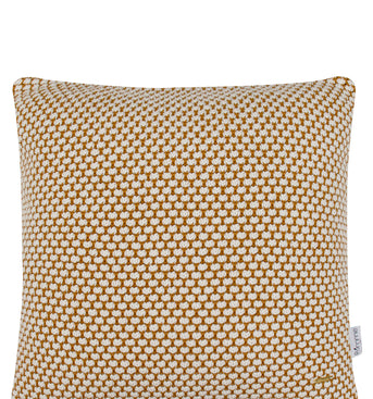 Pomme Cotton Knitted Decorative Cushion Cover Mustard Ivory 3D Bubble Texture Knit
