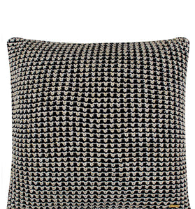 Pomme Cotton Knitted Decorative Cushion Cover Dk Grey Gold Lurex Dk Knit