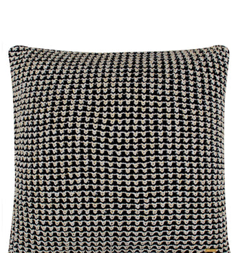 Pomme Cotton Knitted Decorative Cushion Cover Dk Grey Gold Lurex Dk Knit
