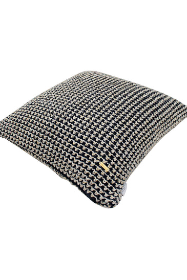 Pomme Cotton Knitted Decorative Cushion Cover Dk Grey Gold Lurex Dk Knit