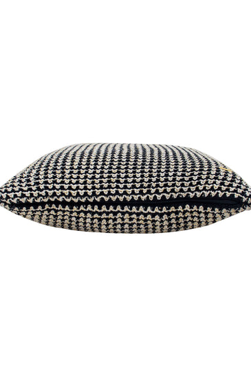 Pomme Cotton Knitted Decorative Cushion Cover Dk Grey Gold Lurex Dk Knit