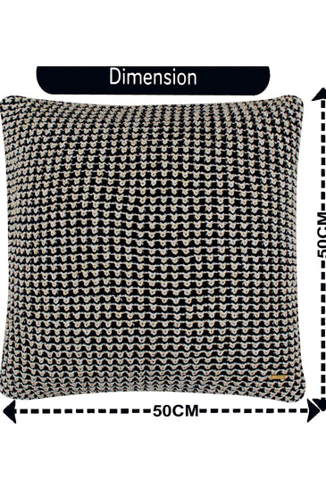 Pomme Cotton Knitted Decorative Cushion Cover Dk Grey Gold Lurex Dk Knit