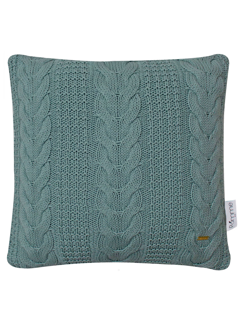 Pomme Cotton Knitted Decorative Cushion Cover Blue Cable  Texture Knit