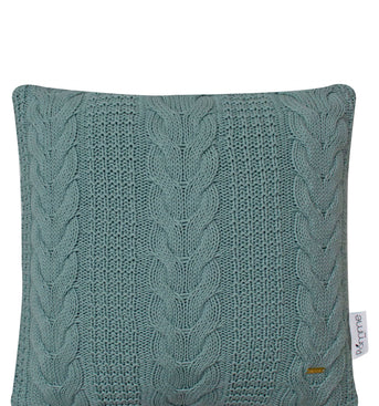 Pomme Cotton Knitted Decorative Cushion Cover Blue Cable  Texture Knit