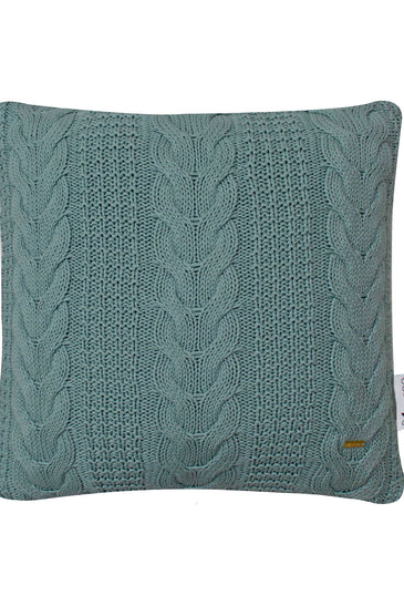 Pomme Cotton Knitted Decorative Cushion Cover Blue Cable  Texture Knit