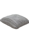Pomme Cotton Knitted Decorative Cushion Cover Grey melange Cable Texture Knit