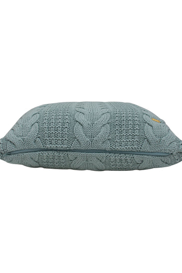 Pomme Cotton Knitted Decorative Cushion Cover Blue Cable  Texture Knit