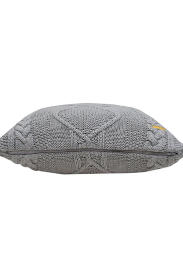 Pomme Cotton Knitted Decorative Cushion Cover Grey melange Cable Texture Knit
