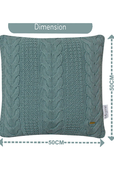 Pomme Cotton Knitted Decorative Cushion Cover Blue Cable  Texture Knit