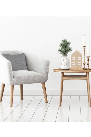 Pomme Cotton Knitted Decorative Cushion Cover Grey melange Cable Texture Knit