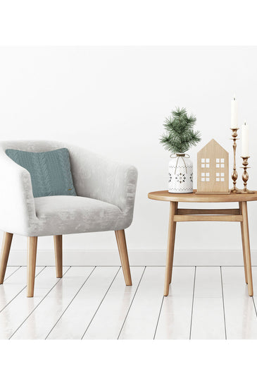 Pomme Cotton Knitted Decorative Cushion Cover Blue Cable  Texture Knit